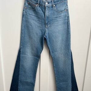 GAP High Rise Flare Denim Two-Tone Jeans 12